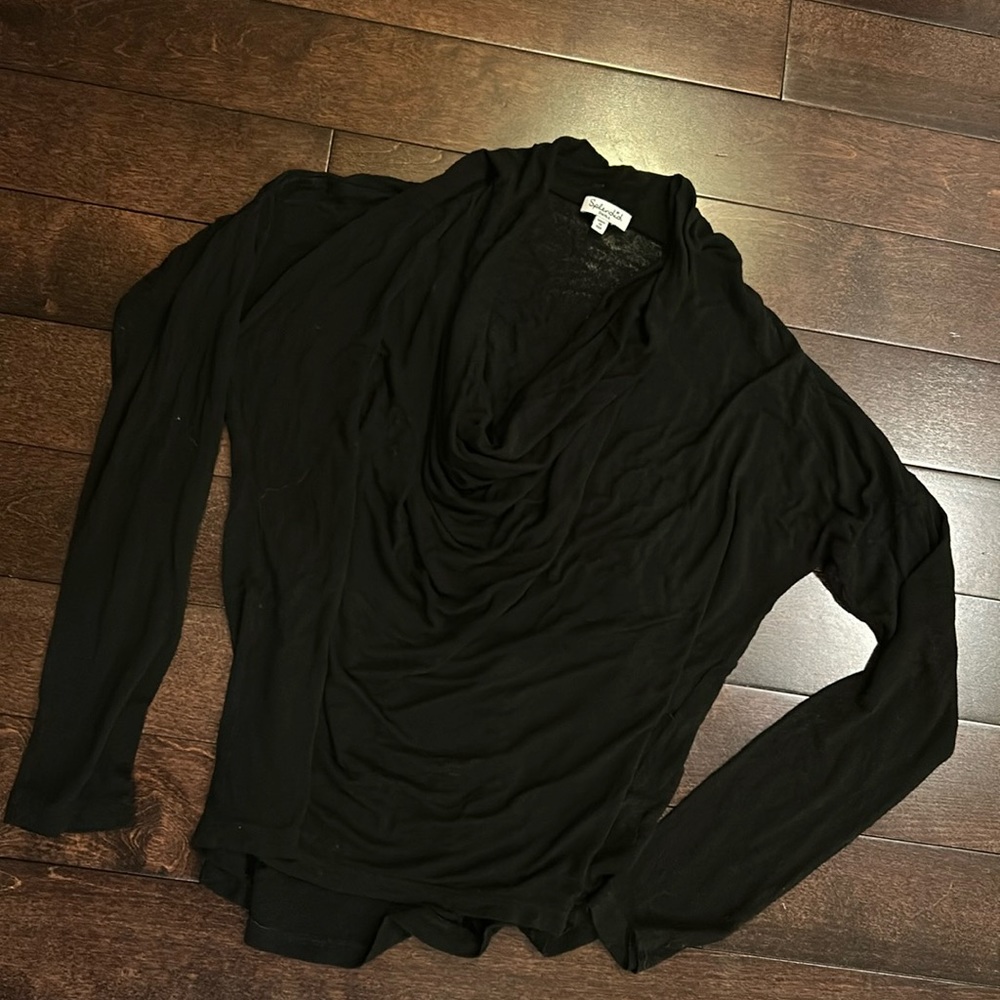 Splendid long sleeve black drapey top